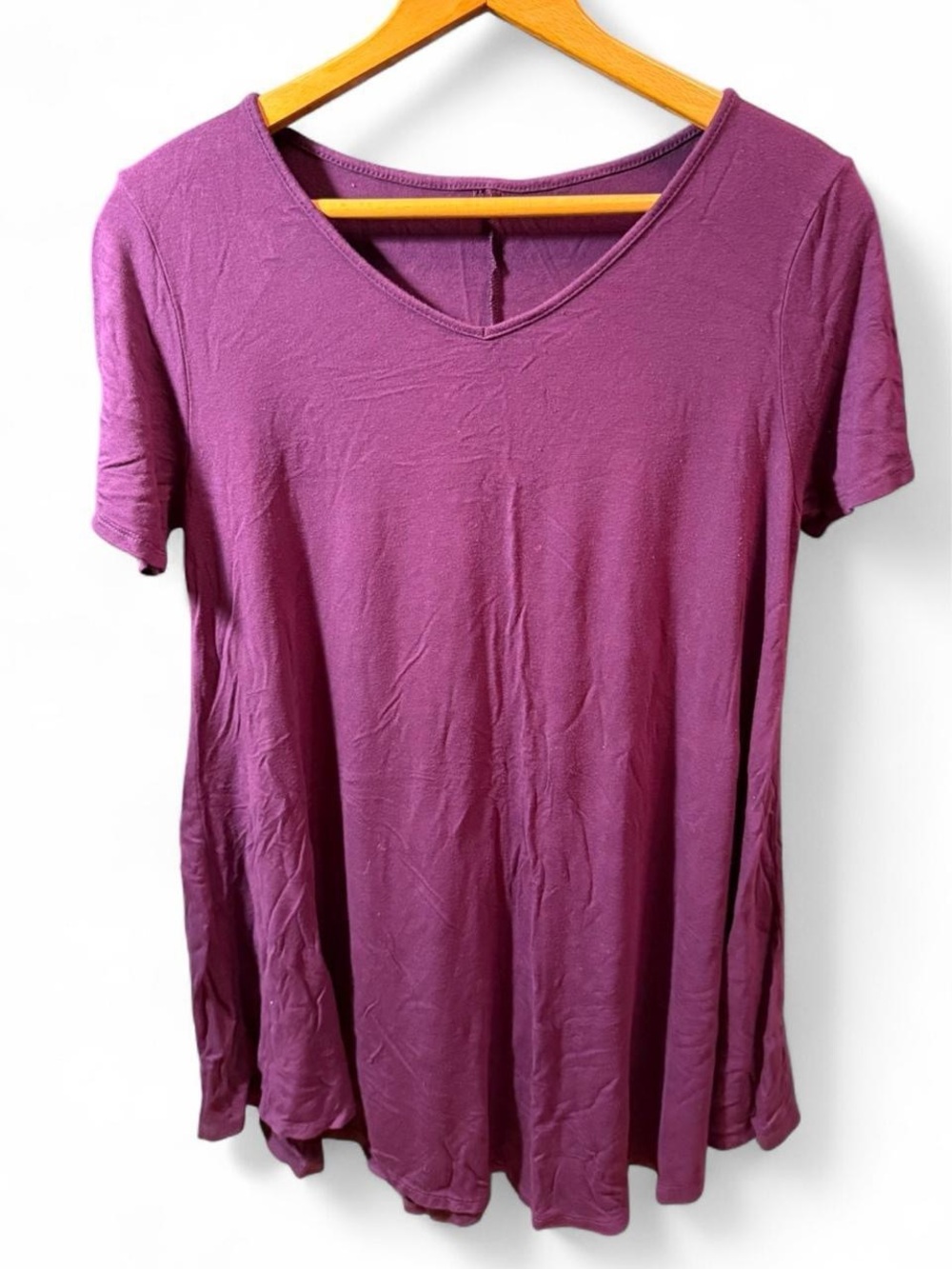 V-Neck Short Sleeve Mini Dress in Plum